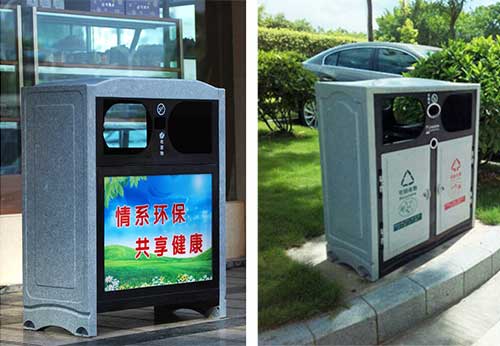  欣方圳仿大理石垃圾桶廠家為清遠(yuǎn)高校送貨上門。