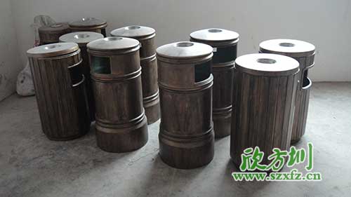  古意盎然，韶關園林仿銅玻璃鋼垃圾桶